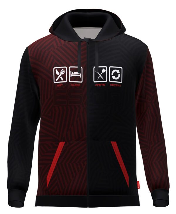Hoodie - Born 2 Play Darts - Black-Red