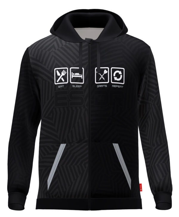 Hoodie - Born 2 Play Darts - Black-Grey